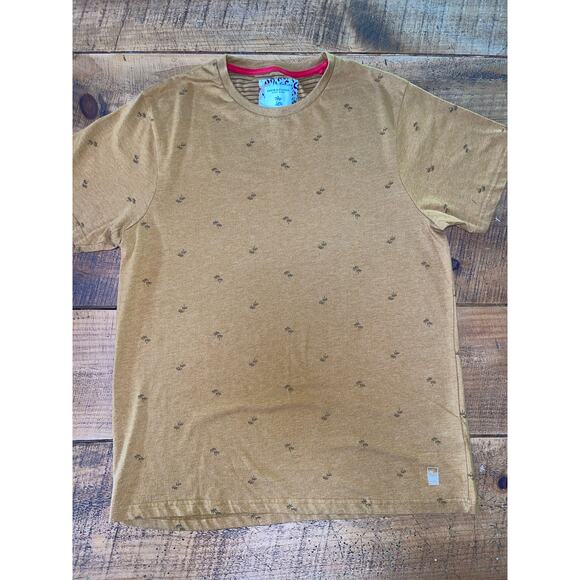 Mens Denim & Flower‎ Ricky Singh Dark Yellow Palm Tree Short Sleeve T-Shirt L - Picture 1 of 6